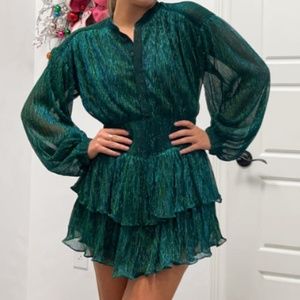 Olivacioius Shimmer Dress - Emerald
